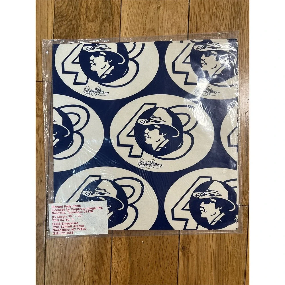 Vtg NOS Richard Petty Blue‎ & White Wrapping Paper Lot Of 4 (2) Sheets 30